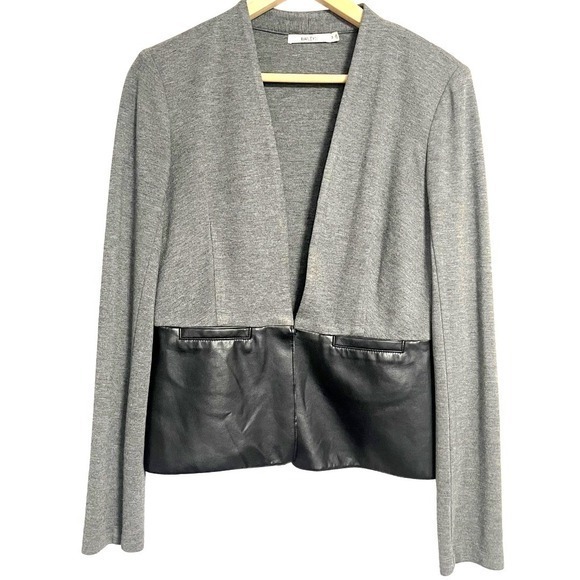 Bailey 44 Jackets & Blazers - Bailey 44 Knit‎ Blazer Jacket Womens Size M Gray Faux Leather Trim Career